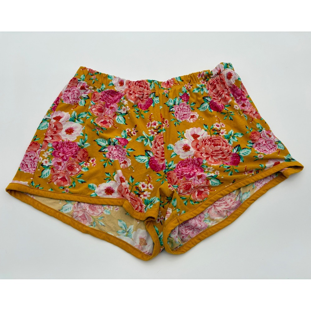 Bobbie Brooks Shorts BOHO Womens 2X Yellow vintage look Floral Print‎ Loungewear